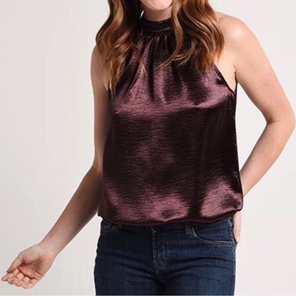 NWT Jack BB Dakota Formally Known As Crinkle Satin Tie Back Halter Tank Medium - Picture 1 of 11